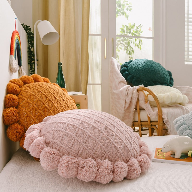 Cute Knitted Nordic Sunflower Balcony & Sofa Futon Cushion - Harmony Gallery