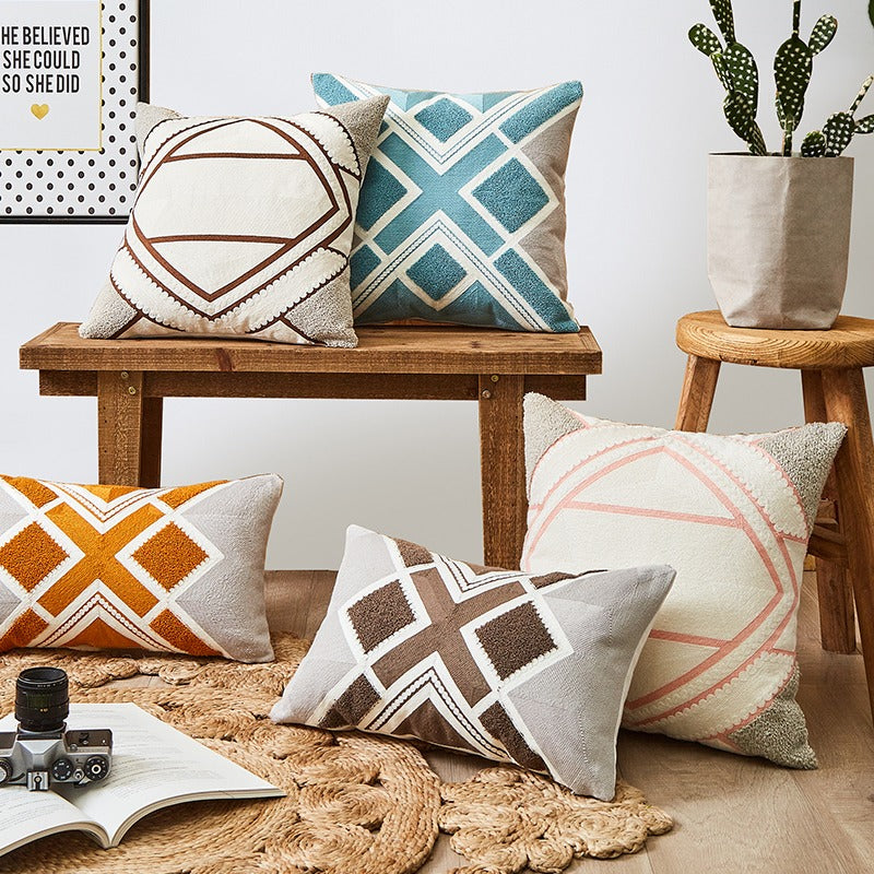 Nordic Simple Cotton Embroidery Living Room Sofa Cushion - Harmony Gallery