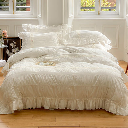 French Romantic Fairy White Washed Cotton Five-Piece  Bed Set - Harmony Gallery