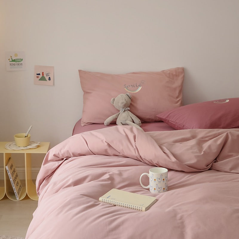 Washed Cotton Four-Piece Color Matching Princess Bed Set - Harmony Gallery