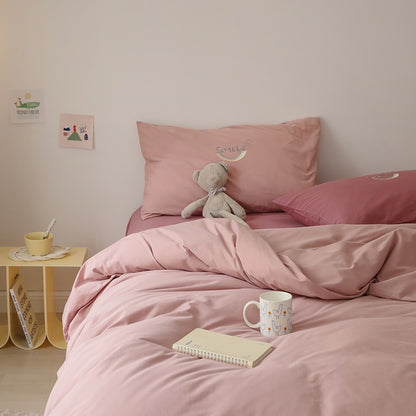 Washed Cotton Four-Piece Color Matching Princess Bed Set - Harmony Gallery
