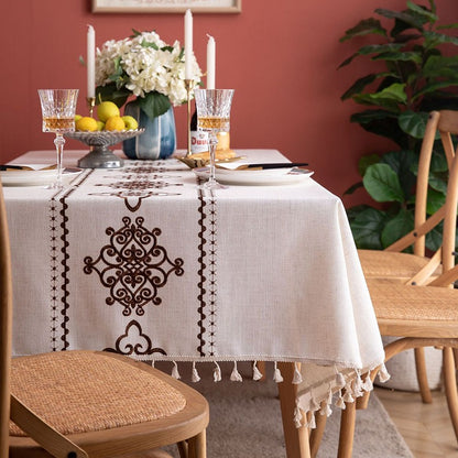 American Knot Embroidery Cotton Waterproof Dining Tablecloths - Harmony Gallery