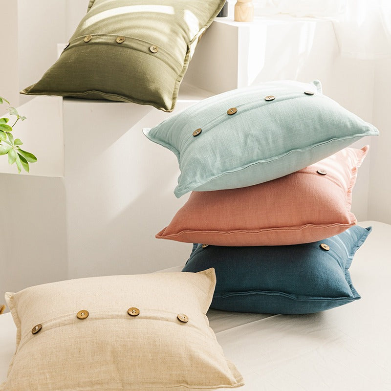 Cotton Linen Coconut Button Living Room Sofa Cushion - Harmony Gallery
