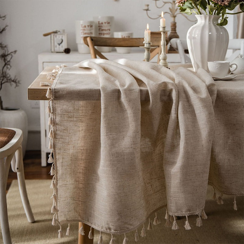 Simple Cotton Literary Retro Rectangular Decorative Tablecloths - Harmony Gallery