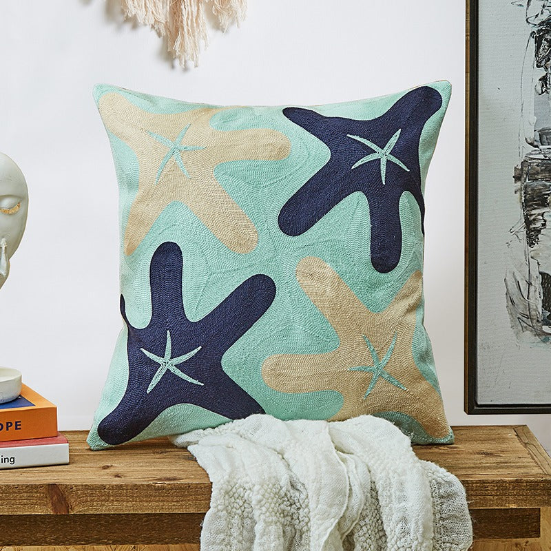 Nordic Ocean Cotton Embroidery Living Room Sofa Cushion - Harmony Gallery