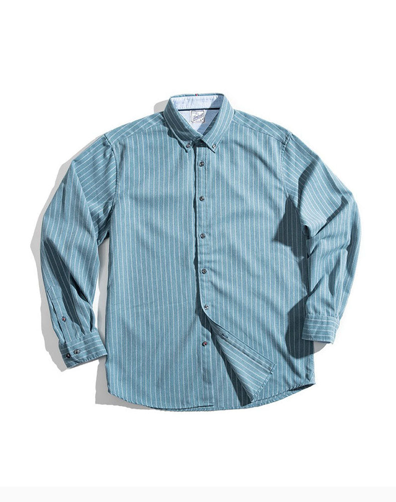 American Retro Vertical Stripes Business Casual Men's Shirt - Harmony Gallery