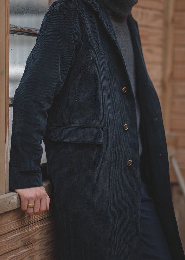 Tooling British Style Retro Corduroy Men's Trench Coat - Harmony Gallery