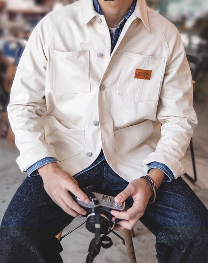 Casual Tooling French Retro Hunting Denim Slim Men's Coat - Harmony Gallery