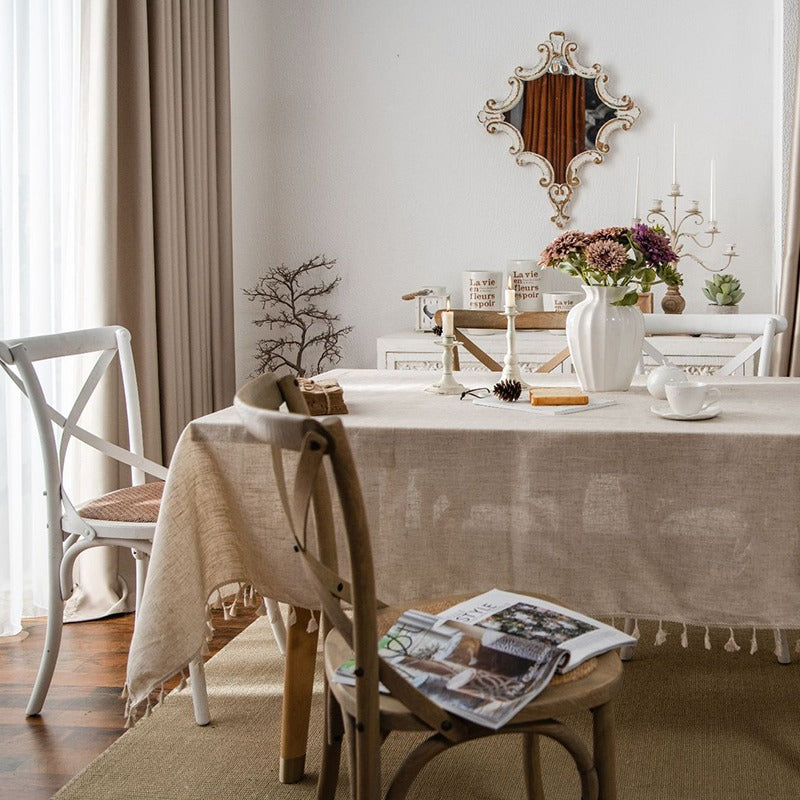 Simple Cotton Literary Retro Rectangular Decorative Tablecloths - Harmony Gallery