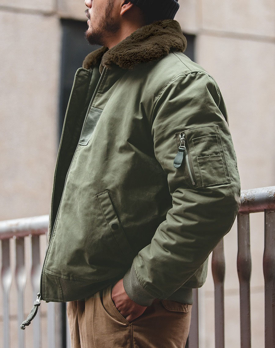 American B15 Bomber Air Force Pilot Fur Collar Men's Jacket - Harmony Gallery
