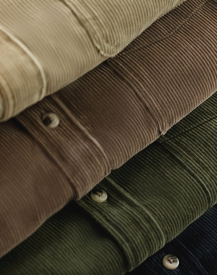 Retro American Casual Corduroy Fold-Over Men's Shirt - Harmony Gallery