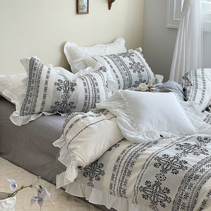 Nordic Washed Cotton Four-Piece Skin-Friendly Bed Set - Harmony Gallery