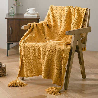 Knitted Nordic Quilt Tassel Winter Sofa Blanket - Harmony Gallery