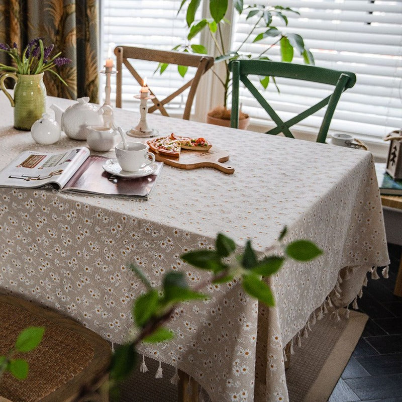 Floral Cotton Daisy Household Rectangular Dining Tablecloths - Harmony Gallery