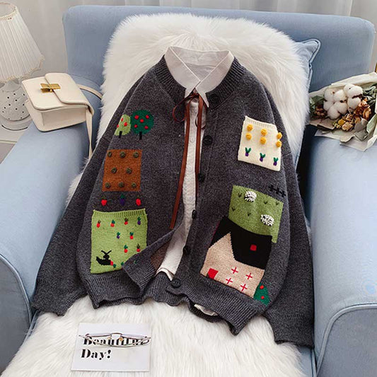 College Style Embroidery Sweet Women's Cardigan - Harmony Gallery