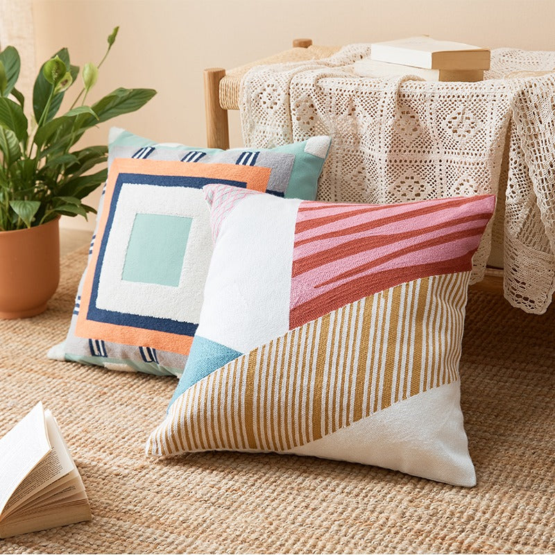 Nordic Cotton Embroidery Simple Living Room Sofa Cushion - Harmony Gallery