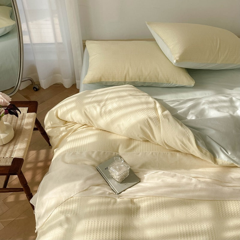 Milk Waffle Four-Piece Pure Cotton High-Quality Bed Set - Harmony Gallery