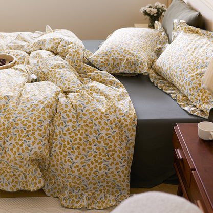 Floral Cotton Spring Breeze Retro Four-Piece Bed Set - Harmony Gallery