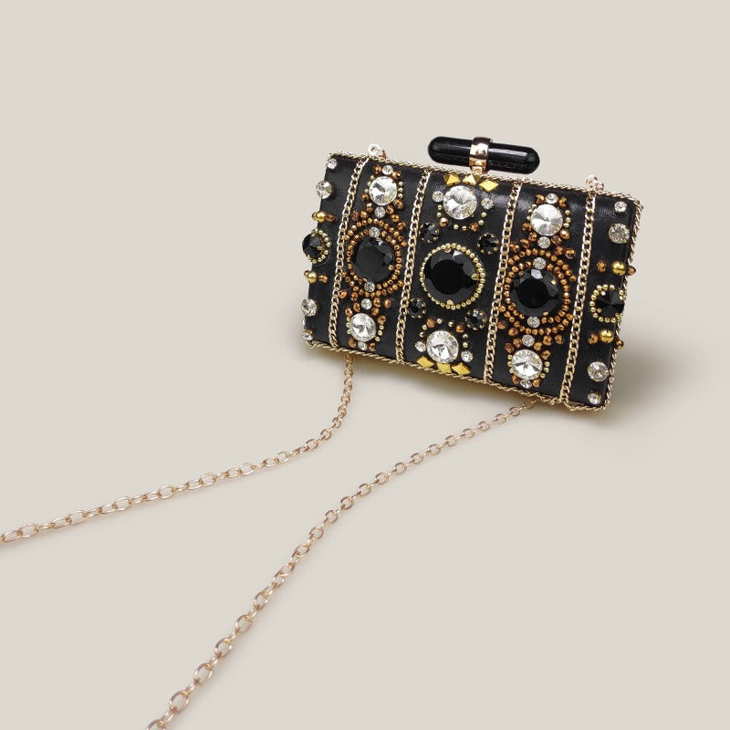 French Stylish Black Mini Women's Evening Clutch Bag - Harmony Gallery