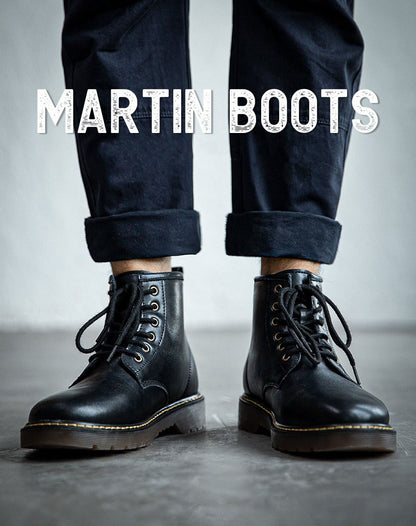 Martin Style British High-Top Winter Leather Unisex Boot - Harmony Gallery