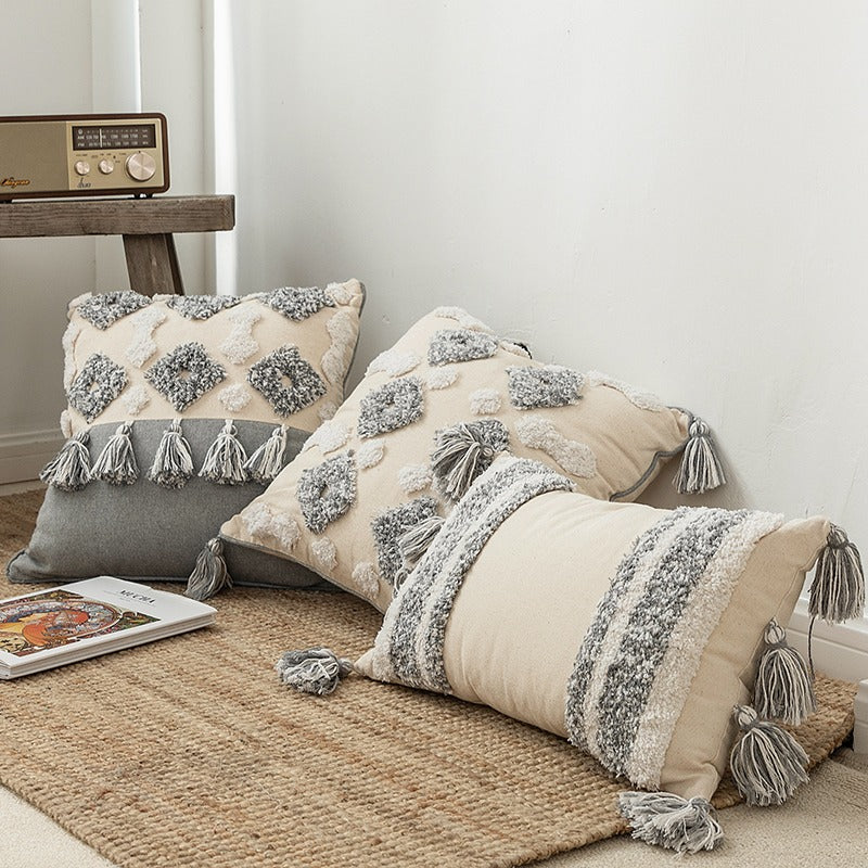 Handmade Cotton Moroccan Tufted Pillow Sofa Cushion - Harmony Gallery