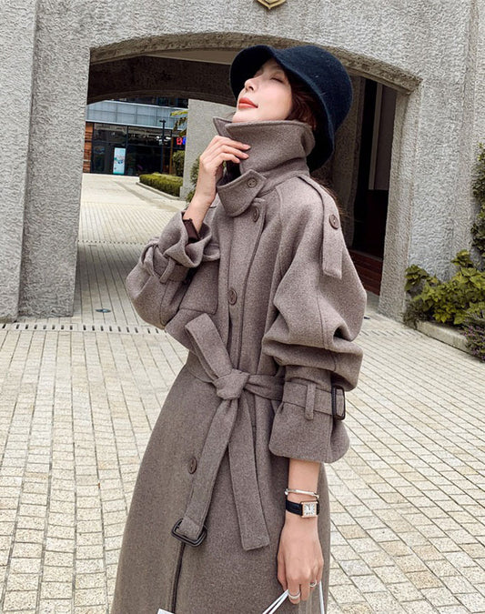 Hepburn Style High-End Fashion Woolen Women's Coat - Harmony Gallery