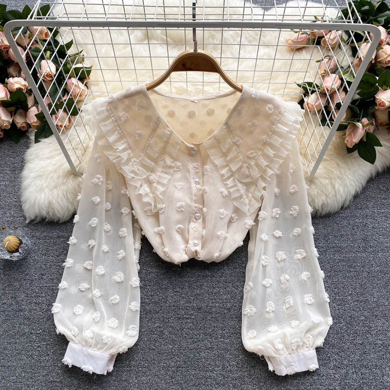 French Design Chiffon Sweet Doll Chic Women's Top - Harmony Gallery
