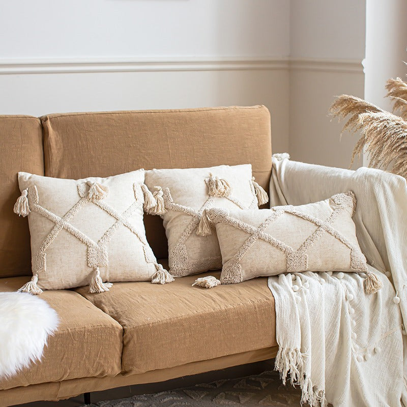 Ethnic Handmade Tassel Living Room Sofa Cushion - Harmony Gallery
