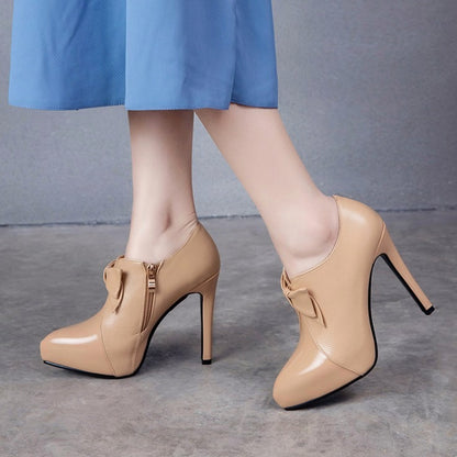 Side Zipper Deep Mouth Super High Heels Women's Shoes - Harmony Gallery