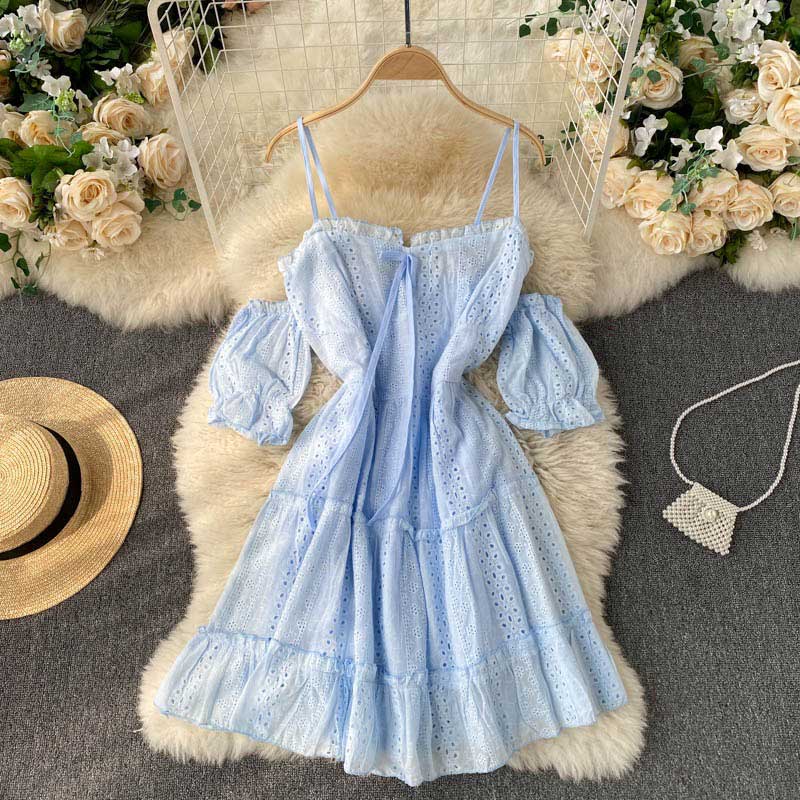 Bohemian Spring Hollow Strapless Sweet Short Women's Dress - Harmony Gallery