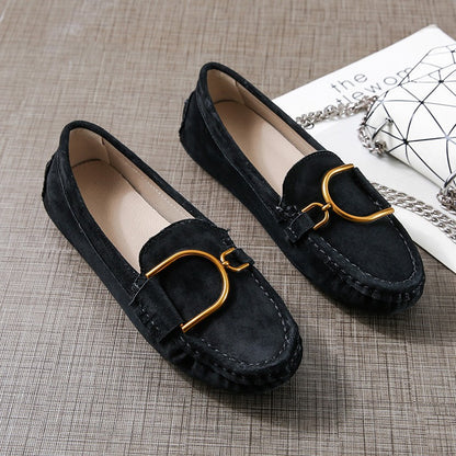 Leather Beanie Soft-Soled Comfortable Flat Women's Loafer - Harmony Gallery