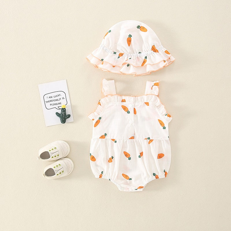 Short-Sleeved Summer Triangle One-Piece Baby Girl's Romper - Harmony Gallery