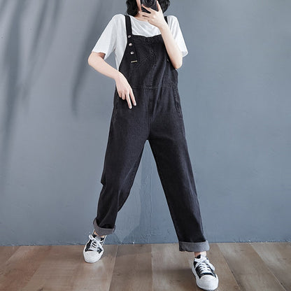 Oblique Pockets Grind Casual Harem Cross-Belt Women's Overall - Harmony Gallery