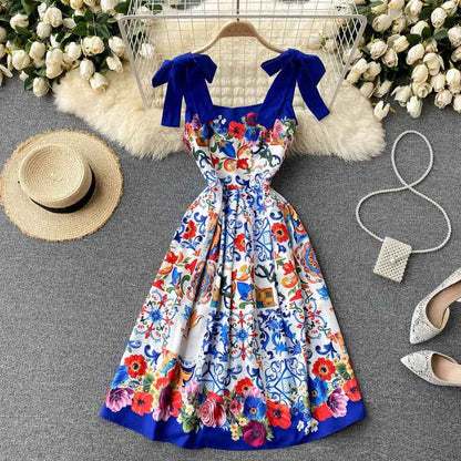 Light Luxury High-End Trendy Printing Strap Women's Dress - Harmony Gallery