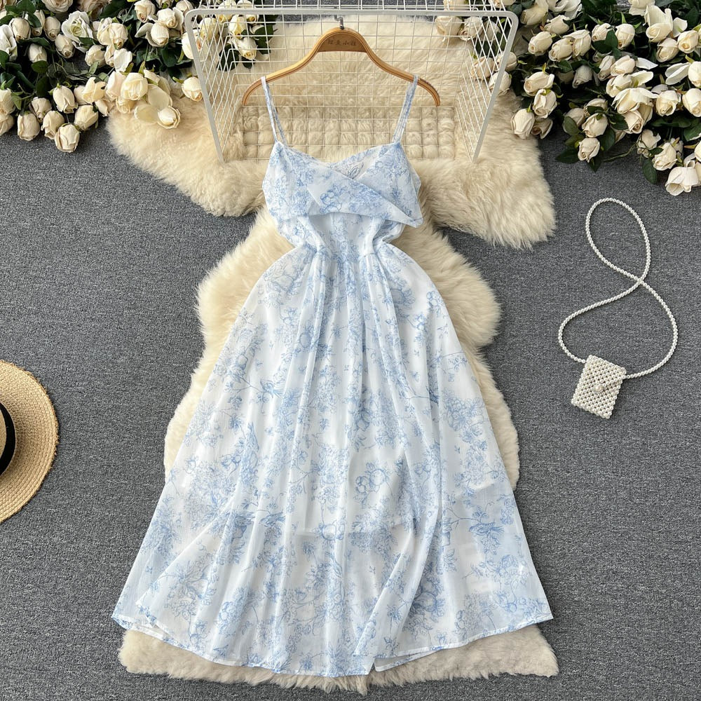 French Floral Gentle Mid-Length Strapless Women's Dress - Harmony Gallery