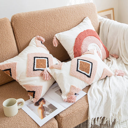 Embroidery Pink Rainbow Living Room Sofa Cushion - Harmony Gallery