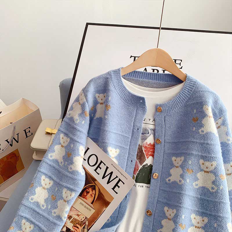 Early Bear Outer Wear Loose Knit women's Cardigan - Harmony Gallery
