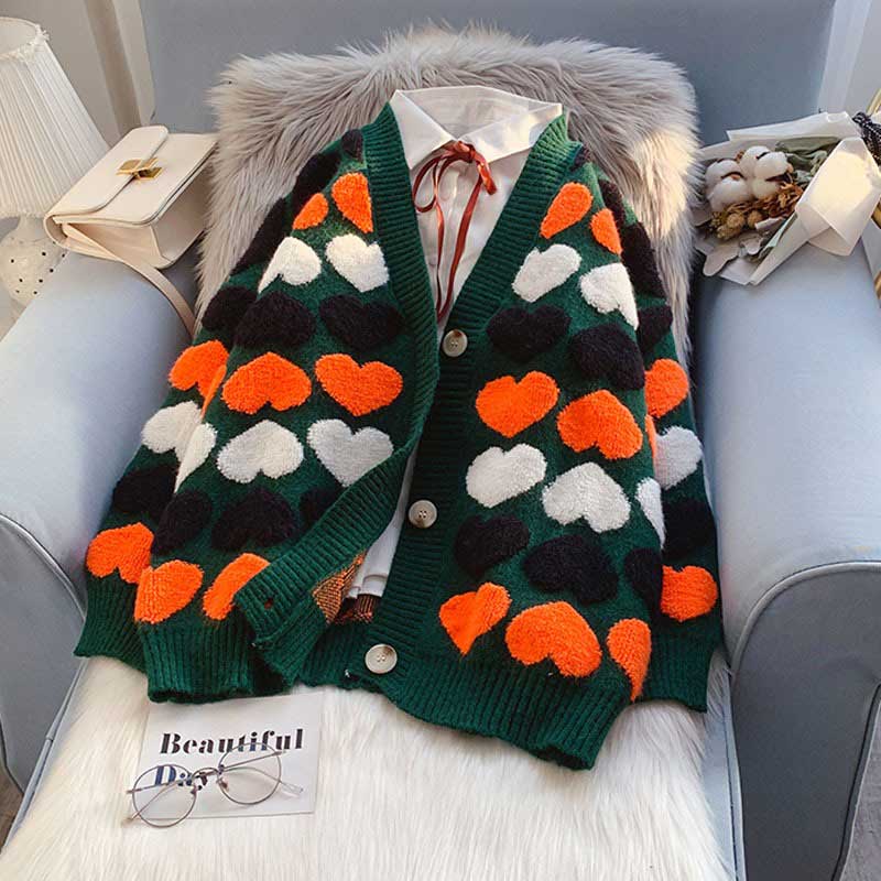Love age Loose Style V-Neck Women's Cardigan - Harmony Gallery