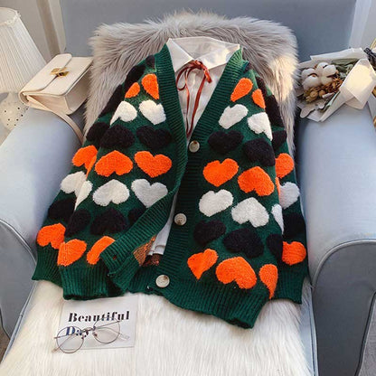 Love age Loose Style V-Neck Women's Cardigan - Harmony Gallery