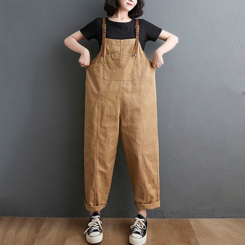 Solid Color Crotch Casual Women's Overall - Harmony Gallery