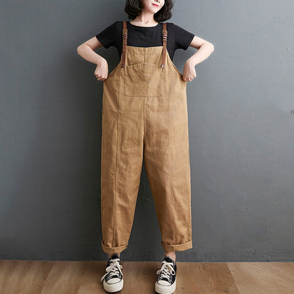 Solid Color Crotch Casual Women's Overall - Harmony Gallery