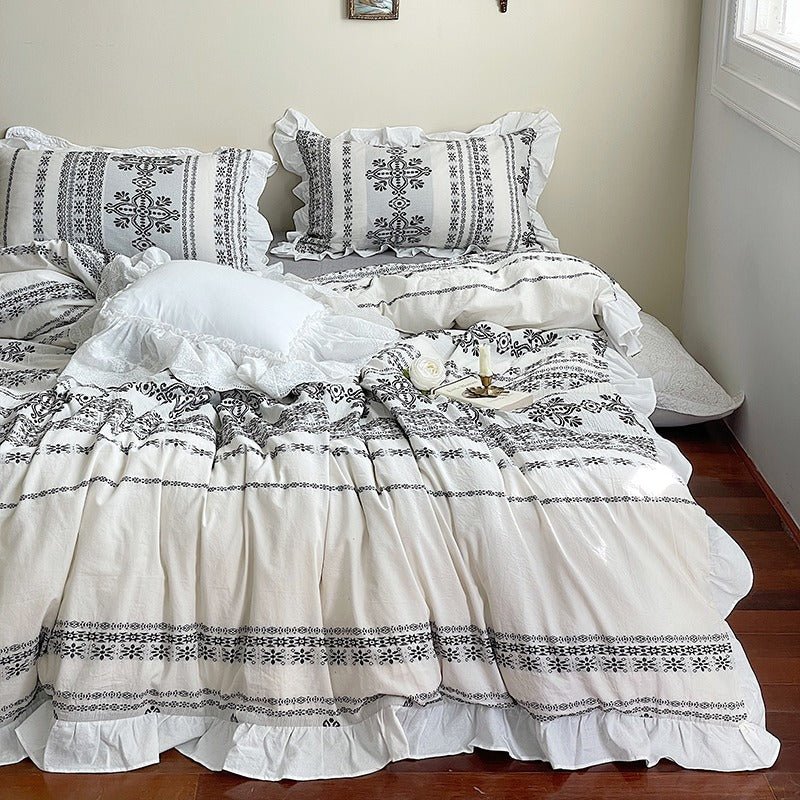 Nordic Washed Cotton Four-Piece Skin-Friendly Bed Set - Harmony Gallery
