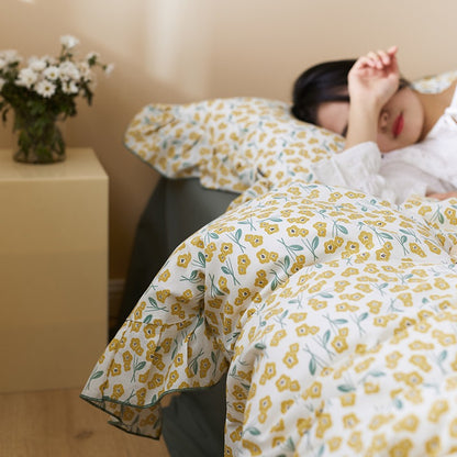 Floral Cotton Spring Breeze Retro Four-Piece Bed Set - Harmony Gallery