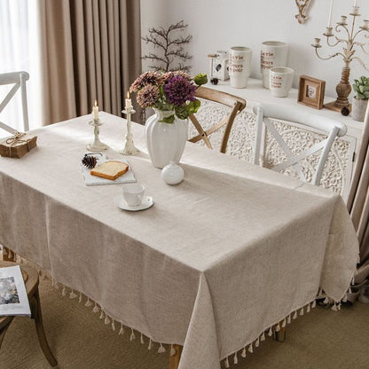 Simple Cotton Literary Retro Rectangular Decorative Tablecloths - Harmony Gallery