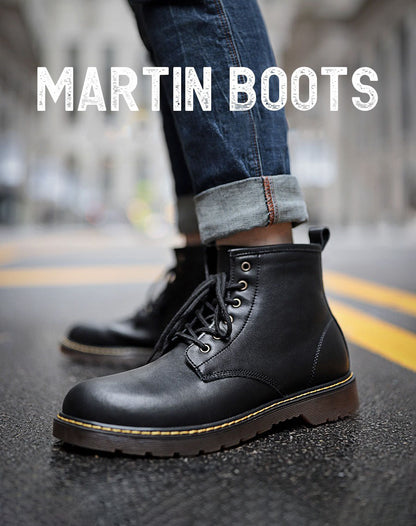 Martin Style British High-Top Winter Leather Unisex Boot - Harmony Gallery