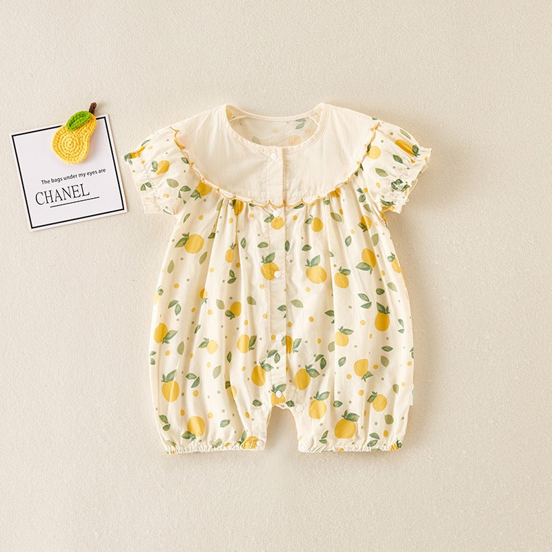 Summer Thin One-Piece Cute Full Moon Baby Girl Romper - Harmony Gallery