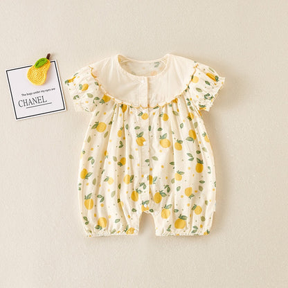 Summer Thin One-Piece Cute Full Moon Baby Girl Romper - Harmony Gallery