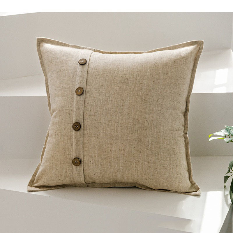 Cotton Linen Coconut Button Living Room Sofa Cushion - Harmony Gallery