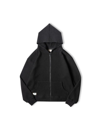 Tooling Retro Waffle Hooded Knit Sport Men's Cardigan - Harmony Gallery