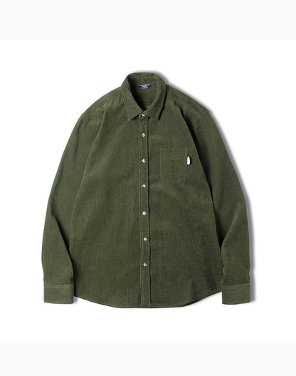 Retro American Casual Corduroy Fold-Over Men's Shirt - Harmony Gallery